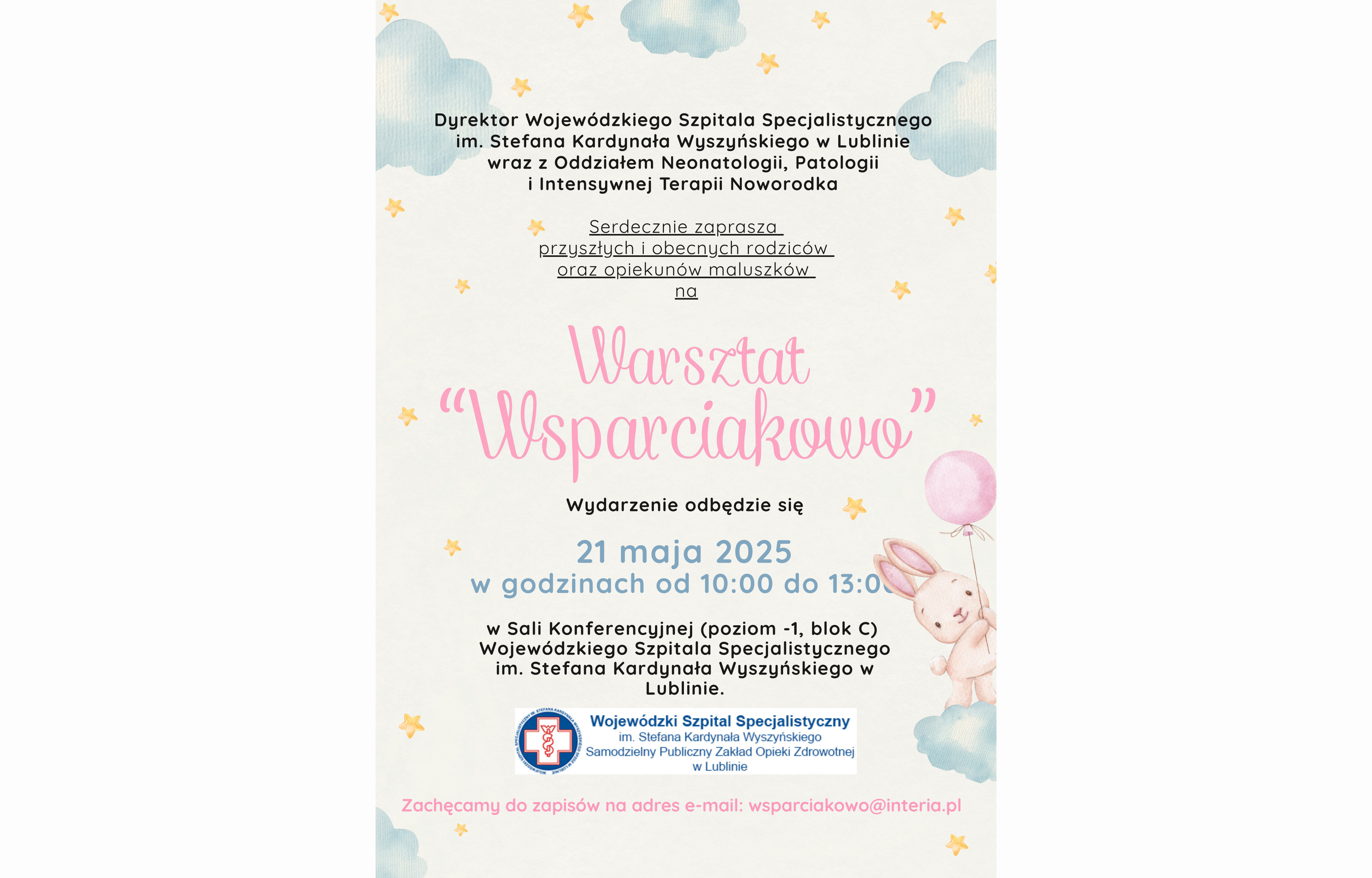 Serdecznie zapraszamy przyszłych i obecnych rodziców oraz opiekunów maluszków na Warsztat Wsparciakowo