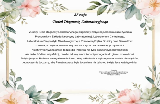 Życzenia z okazji Dnia Diagnosty Laboratoryjnego